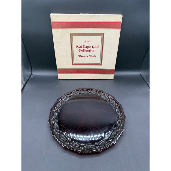 Vintage AVON 1876 Cape Cod Ruby Red Large Dinner Plate 11"" w/ Box - Picture 1 of 7